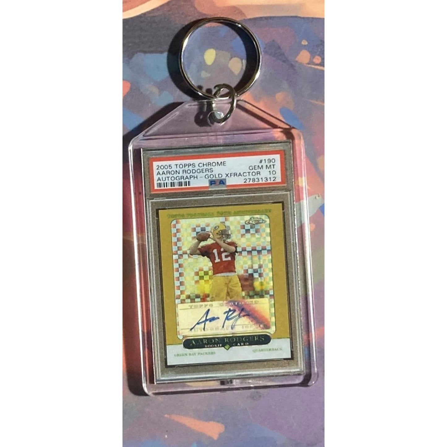 0295 Aaron Rodgers 2005 Topps Chrome Gold XFractor Auto Custom Novelty Keychain