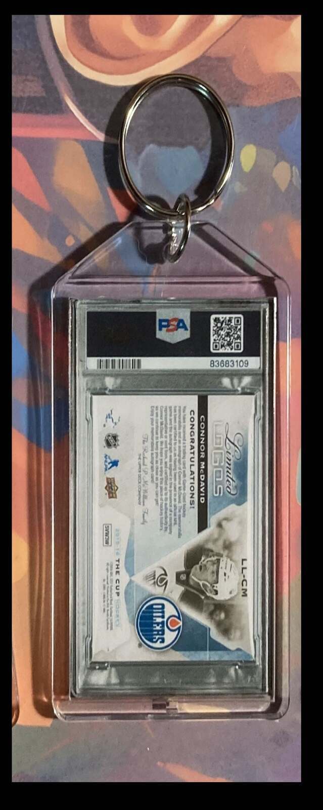 3210 Connor McDavid 2015 UD The Cup Limited Logos Patch Auto Keychain KYC MSC