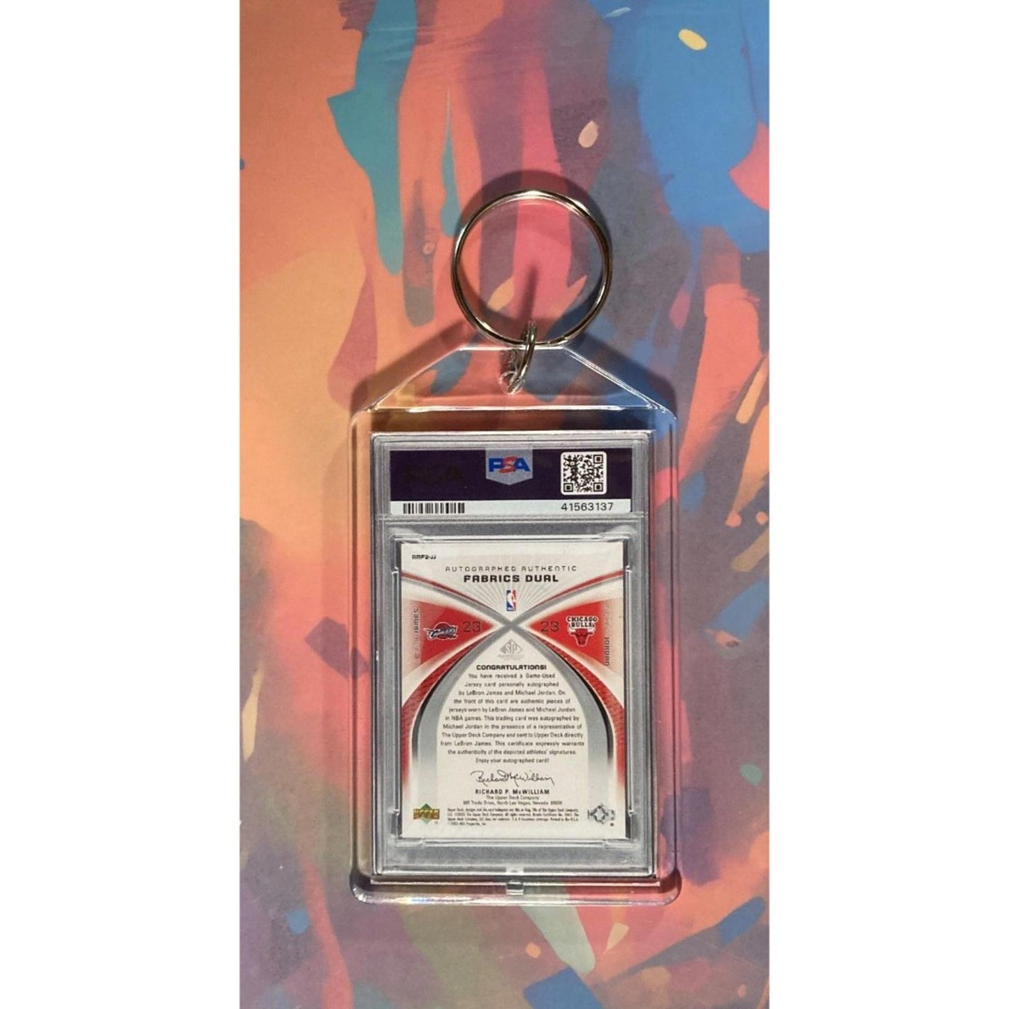0094 Michael Jordan/LeBron James 2005 Fabrics Dual Patch Autos Novelty Keychain