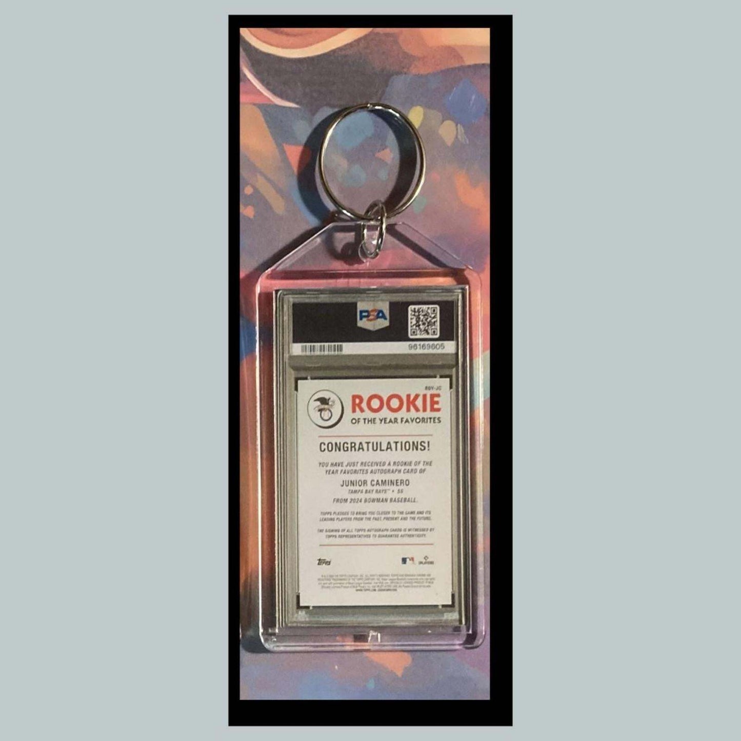 3429 Junior Caminero 2024 Bowman Chrome Red Rookie of Year Auto Custom Keychain BBL KYC