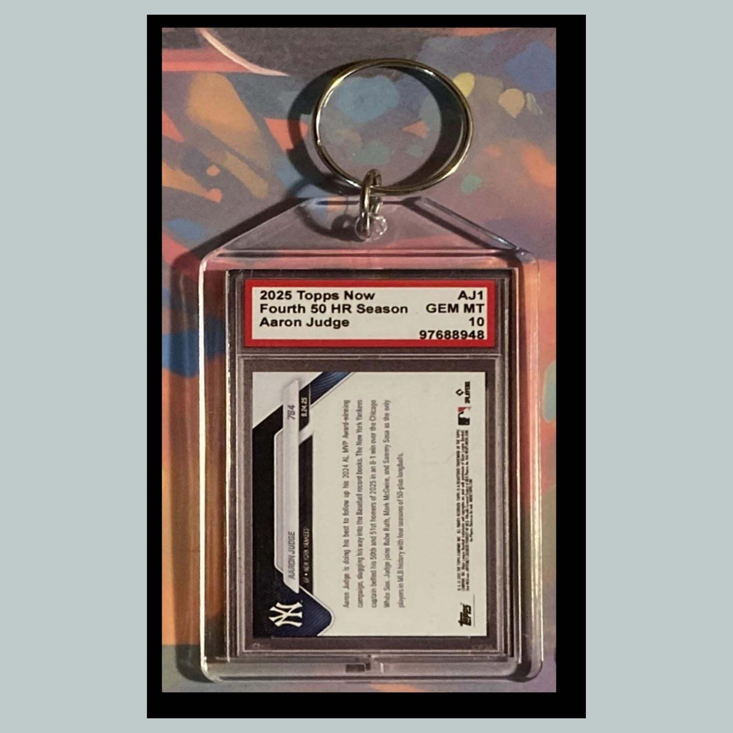 3521 Aaron Judge 4th 50 HR Season 2025 Now Custom Made Keychain-Makes Great Gift BBL KYC