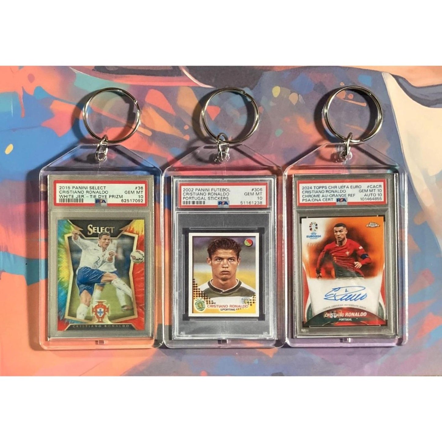 0200B Cristiano Ronaldo 3 Pack Bundle-3 Different Custom Novelty Keychains -Gift