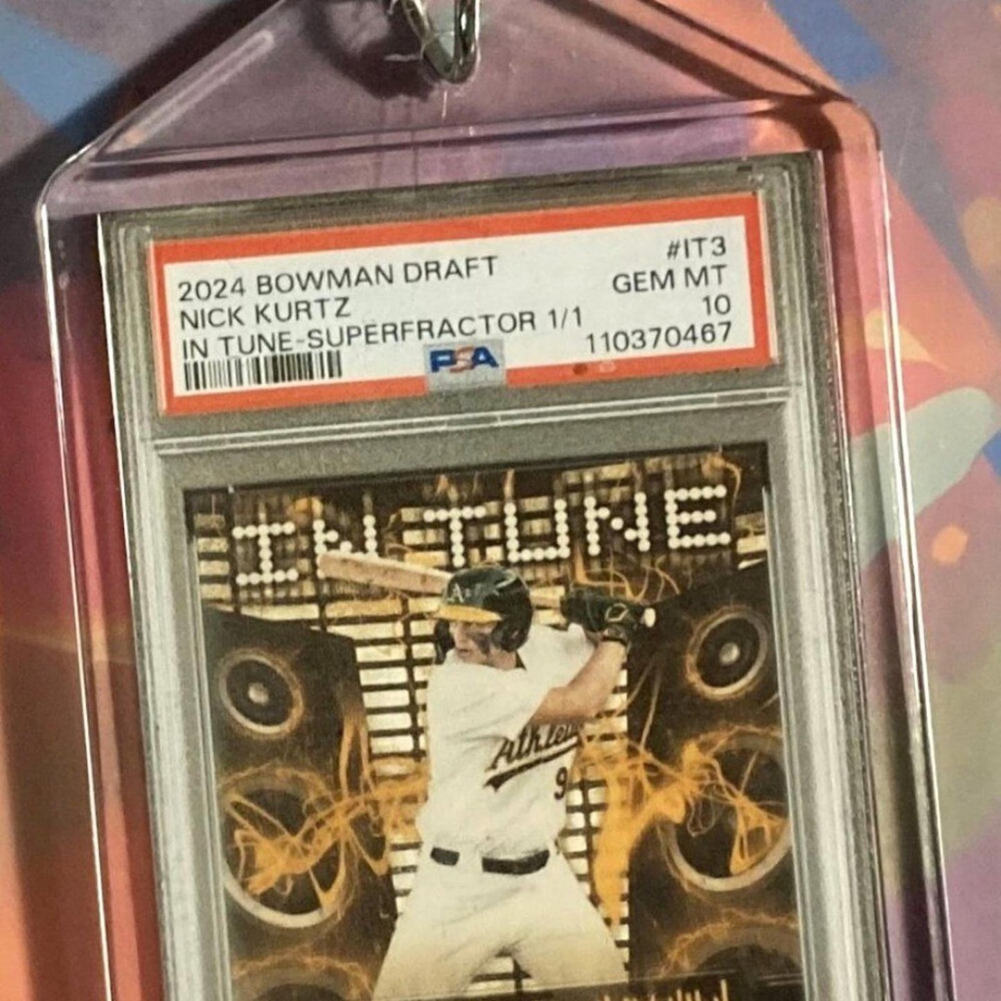 0292	Nick Kurtz 2024 Bowman Draft In Tune SuperFractor Custom Made Keychain