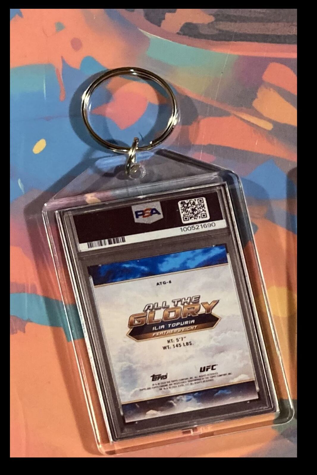 3099 Ilia Topuria 2024 Topps Chrome UFC All The Glory Keychain KYC MSC