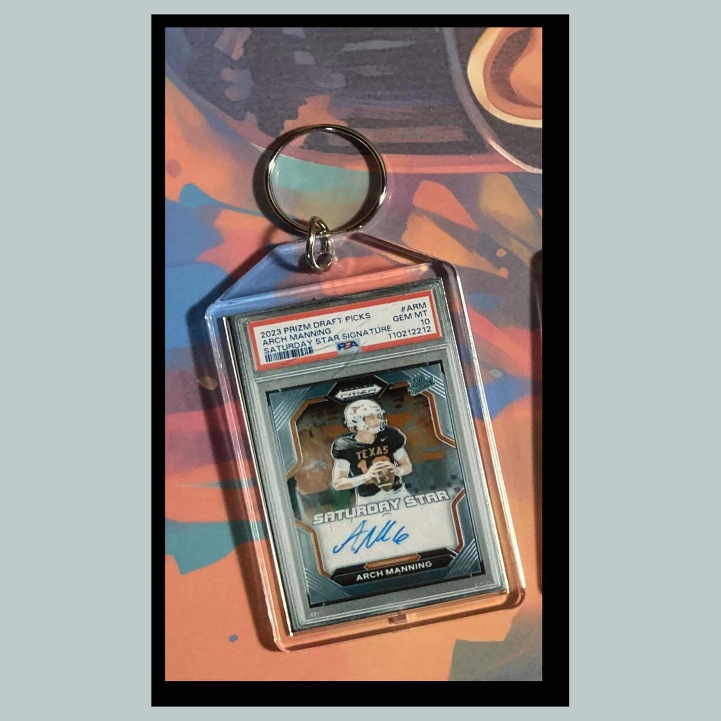 3500 Arch Manning 2023 Panini Prizm Saturday Star Auto Custom Hand Made Keychain FBL