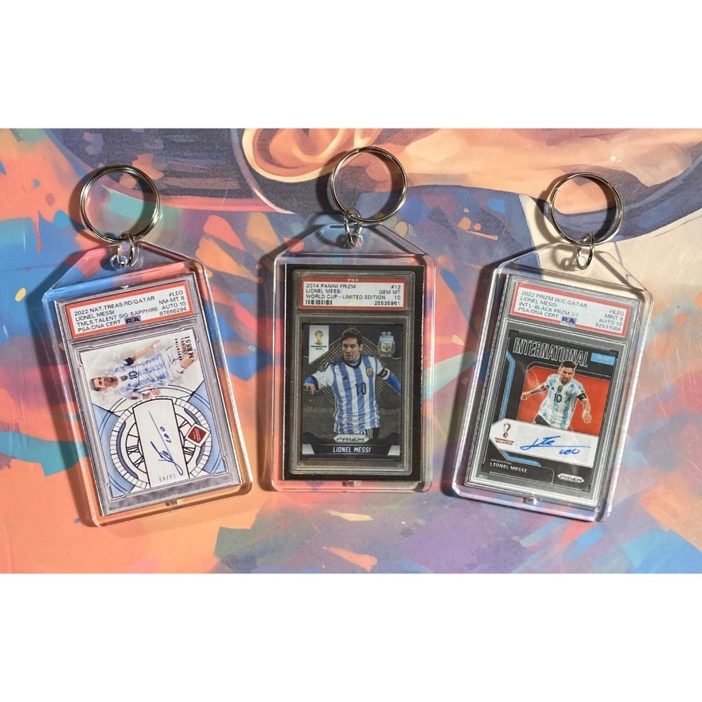 0034b Lionel Messi 3 Pack Bundle - 3 Different Custom Novelty Keychains