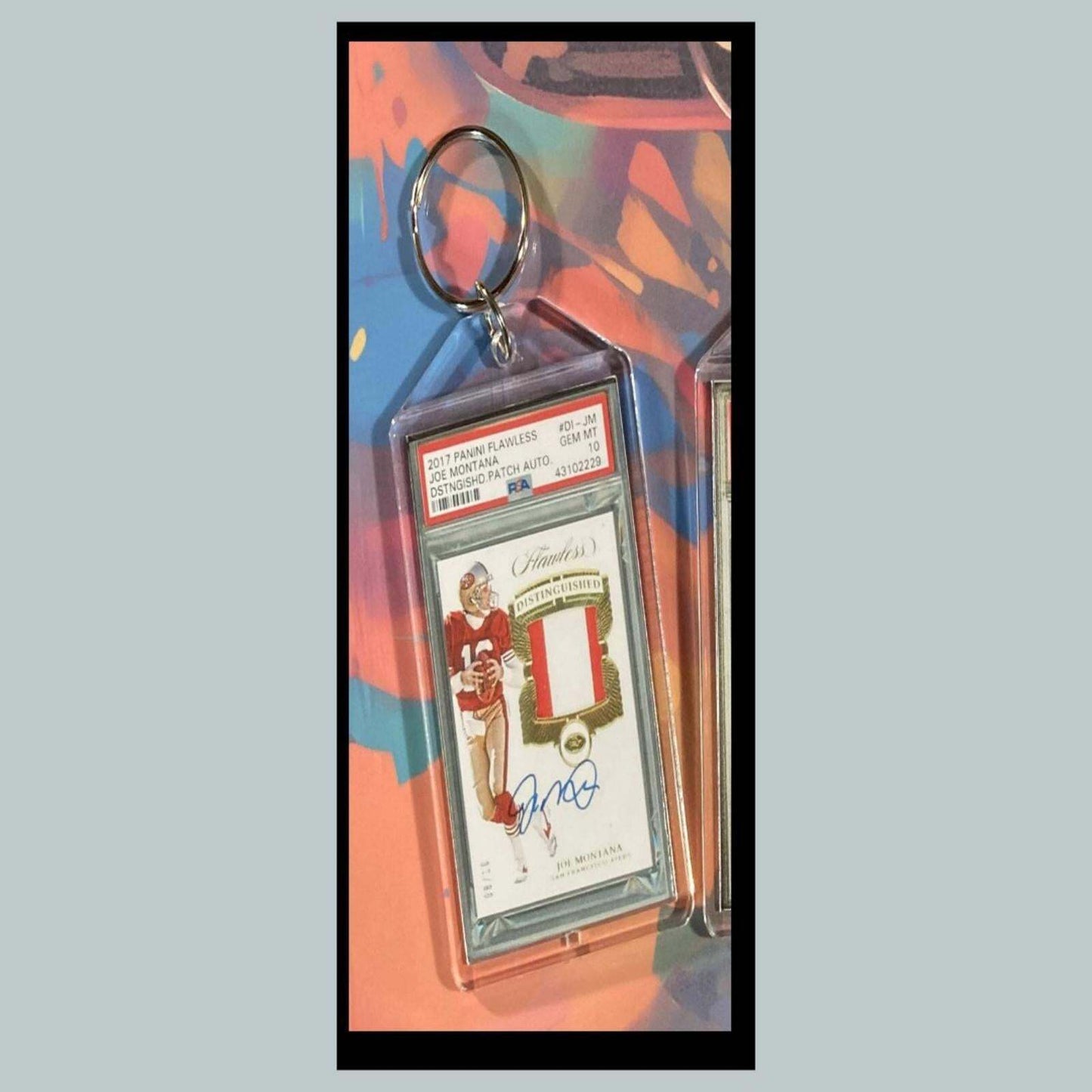 3377 Joe Montana 2017 Panini Flawless Distinguished Patch Auto Custom Keychain FBL