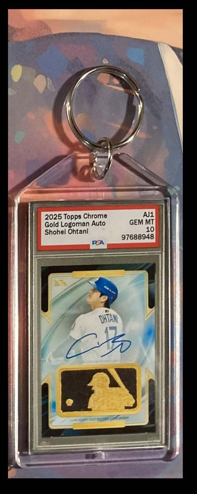 3368 Shohei Ohtan 2025 Topps Chrome Gold Logoman Auto Custom Novelty Keychain BBL KYC