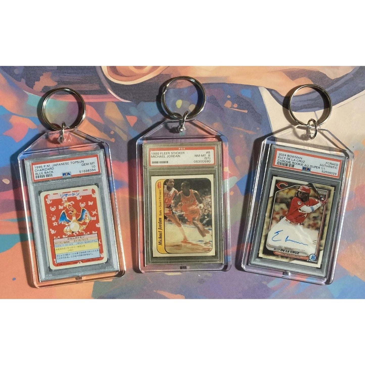 0304B Charizard/Jordan/Elly De La Cruz 3 Pack Multi-Sport Bundle Keychains-Gift