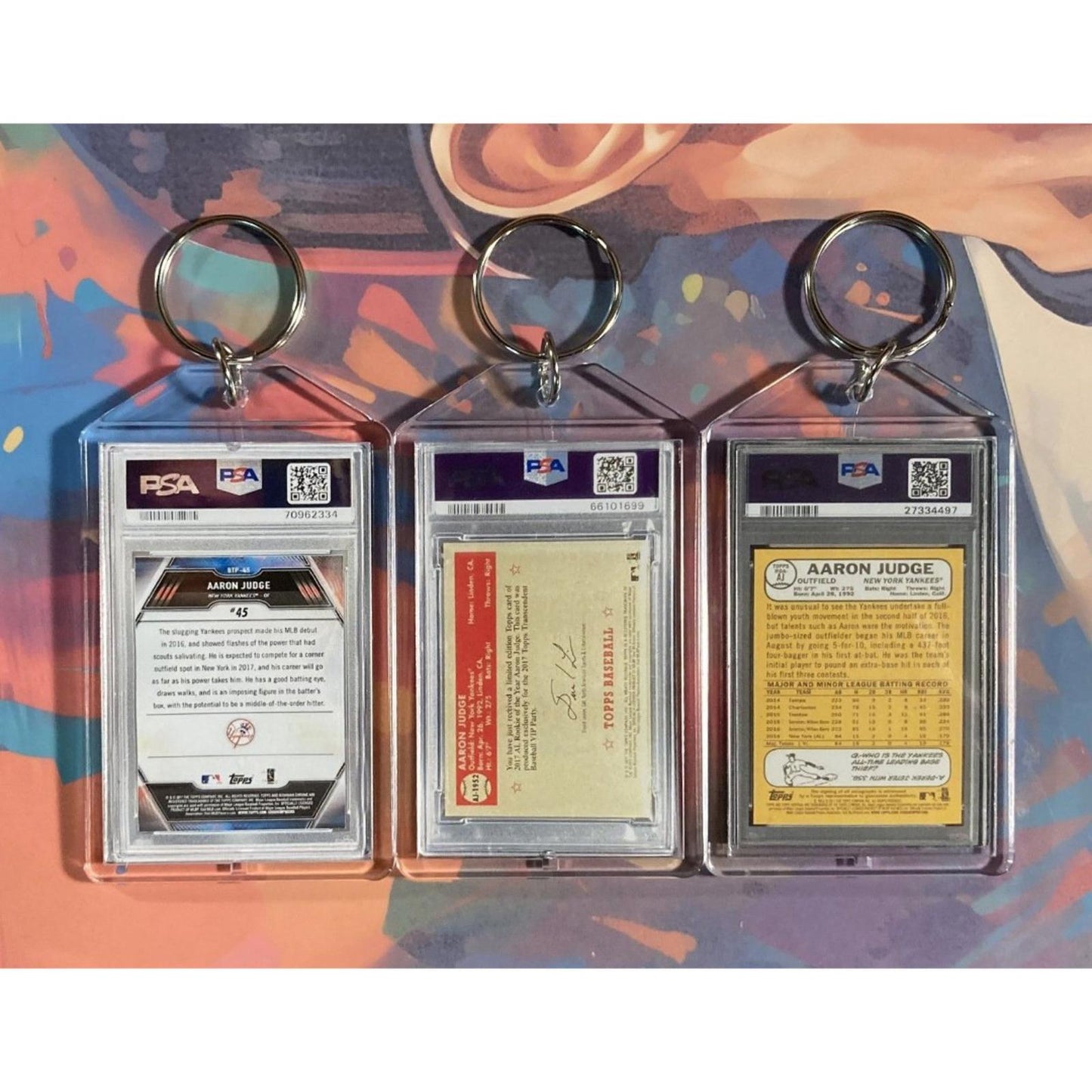 0181B Aaron Judge 3 Pack Bundle 3 Different Novelty Keychains All SuperFractors