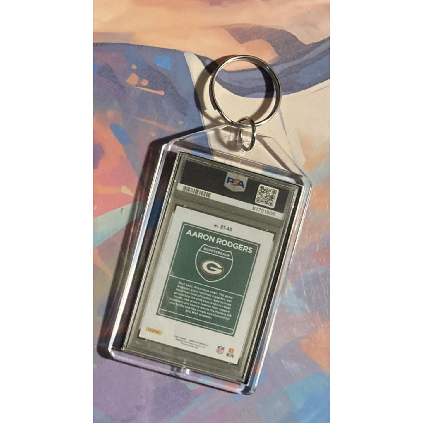 0296 Aaron Rodgers 2022 Panini Donruss Downtown Auto Custom Novelty Keychain