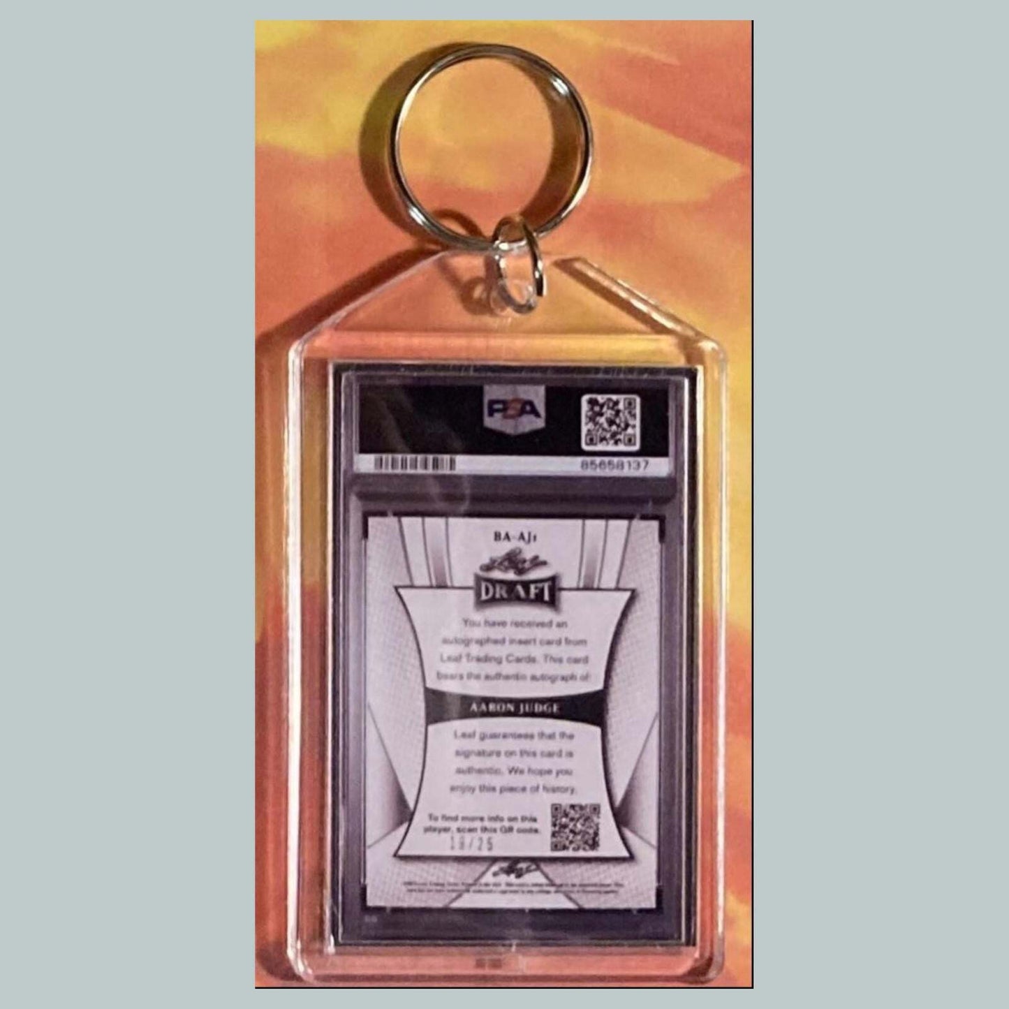 3599 Aaron Judge 2013 Leaf Metal Draft Blue Auto Custom Made Keychain BBL KYC