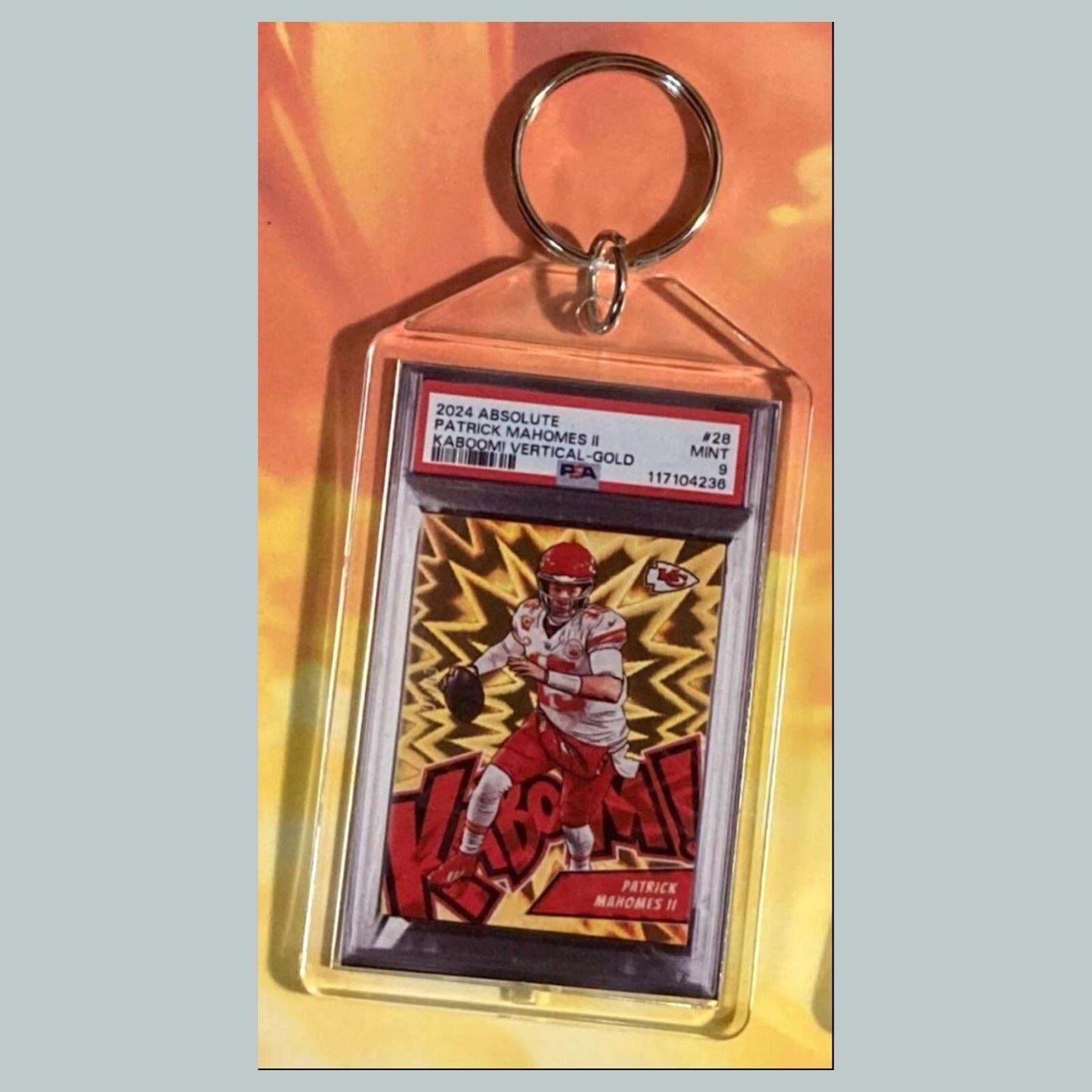 3617 Patrick Mahomes 2024 Panini Absolute Gold Kaboom Custom Keychain FBL