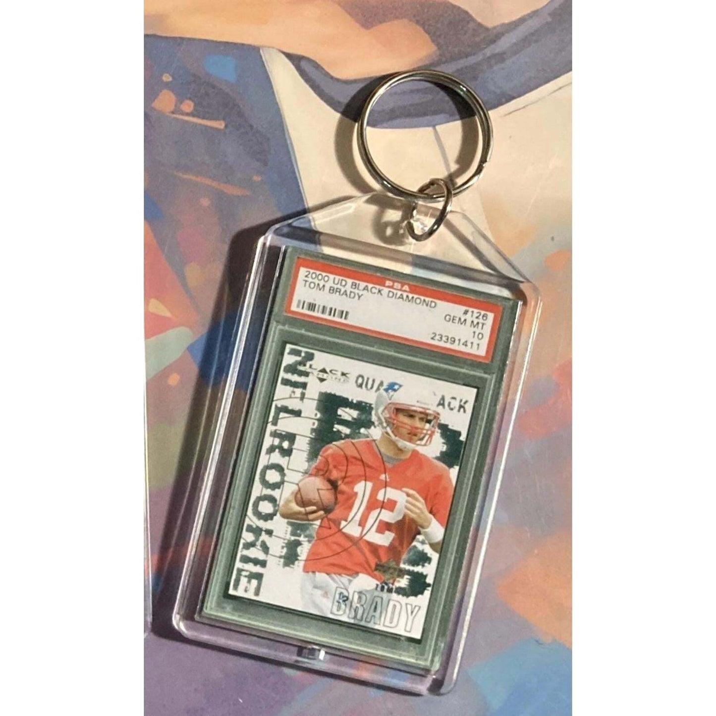 3180 Tom Brady 2000 UD Black Diamond Rookie Custom Hand Made Novelty Keychain FBL