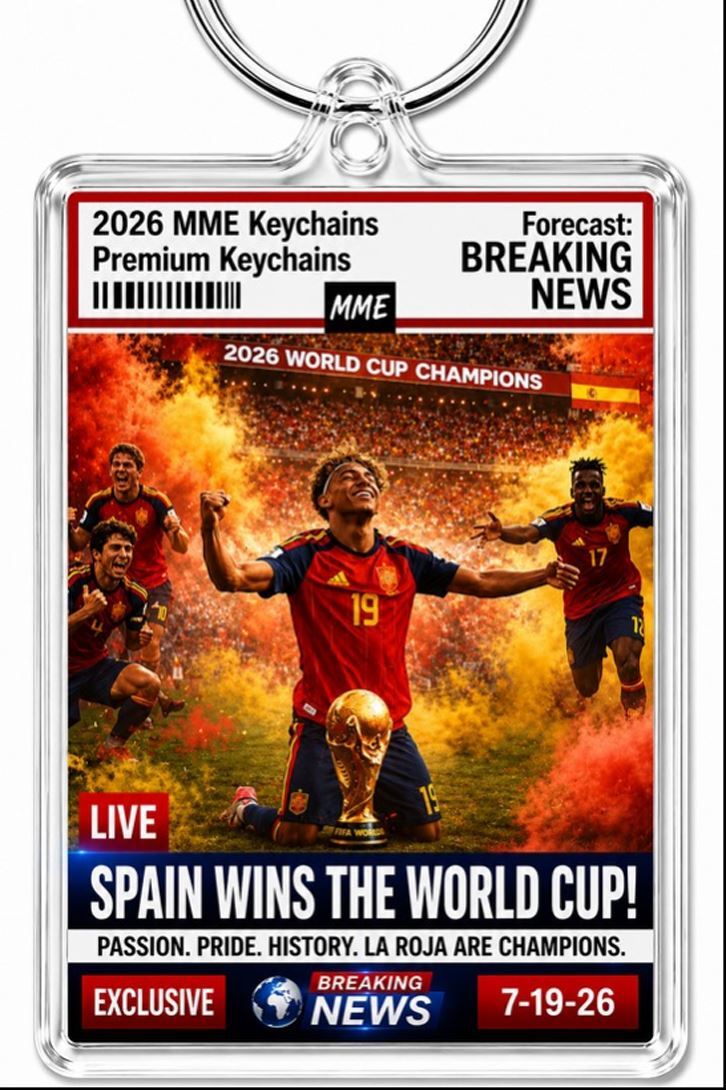 3961 Spain Wins The World Cup Keychain Breaking News! Custom Handmade Keychain MSC KYC