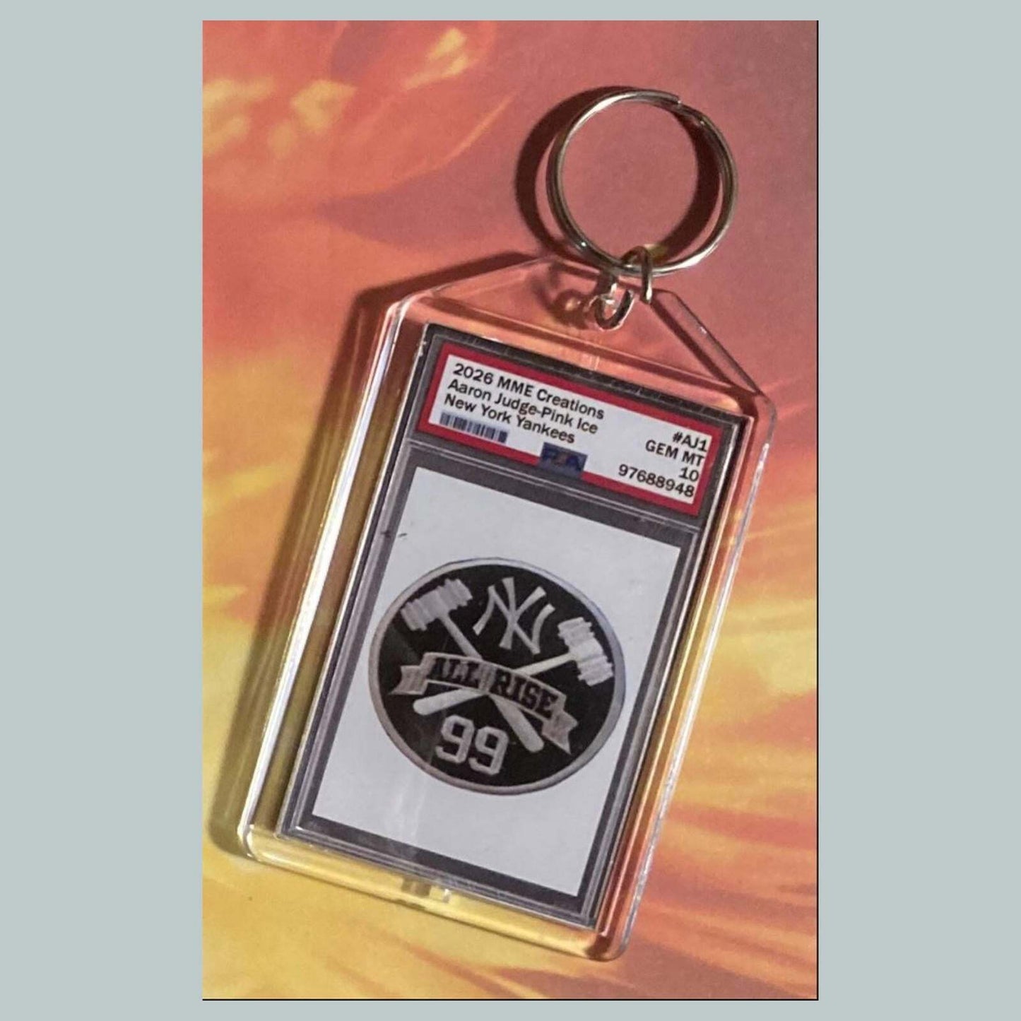 3756 Aaron Judge Pink Ice Custom Hand Made Keychain BBL KYC
