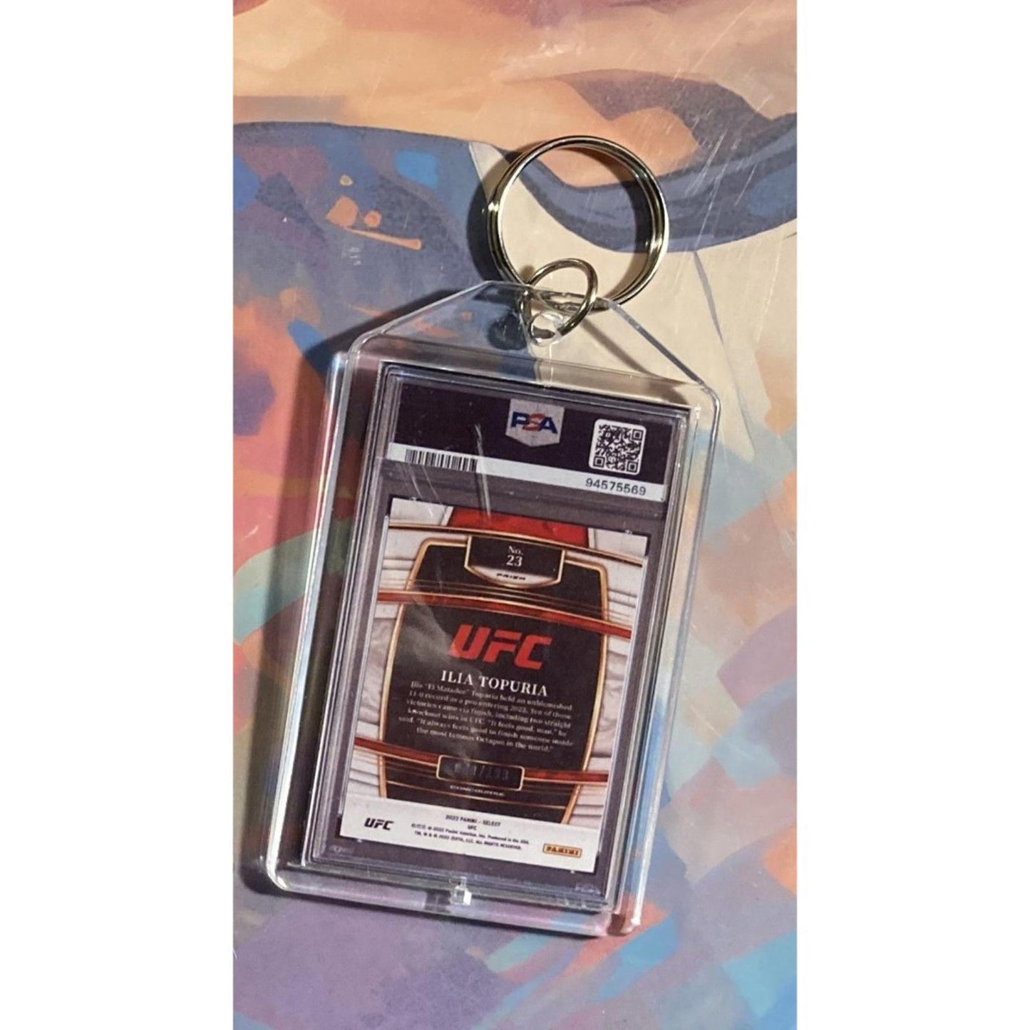 0139 Ilia Topuria 2022 Panini Select Light Blue Prizm Custom Novelty Keychain