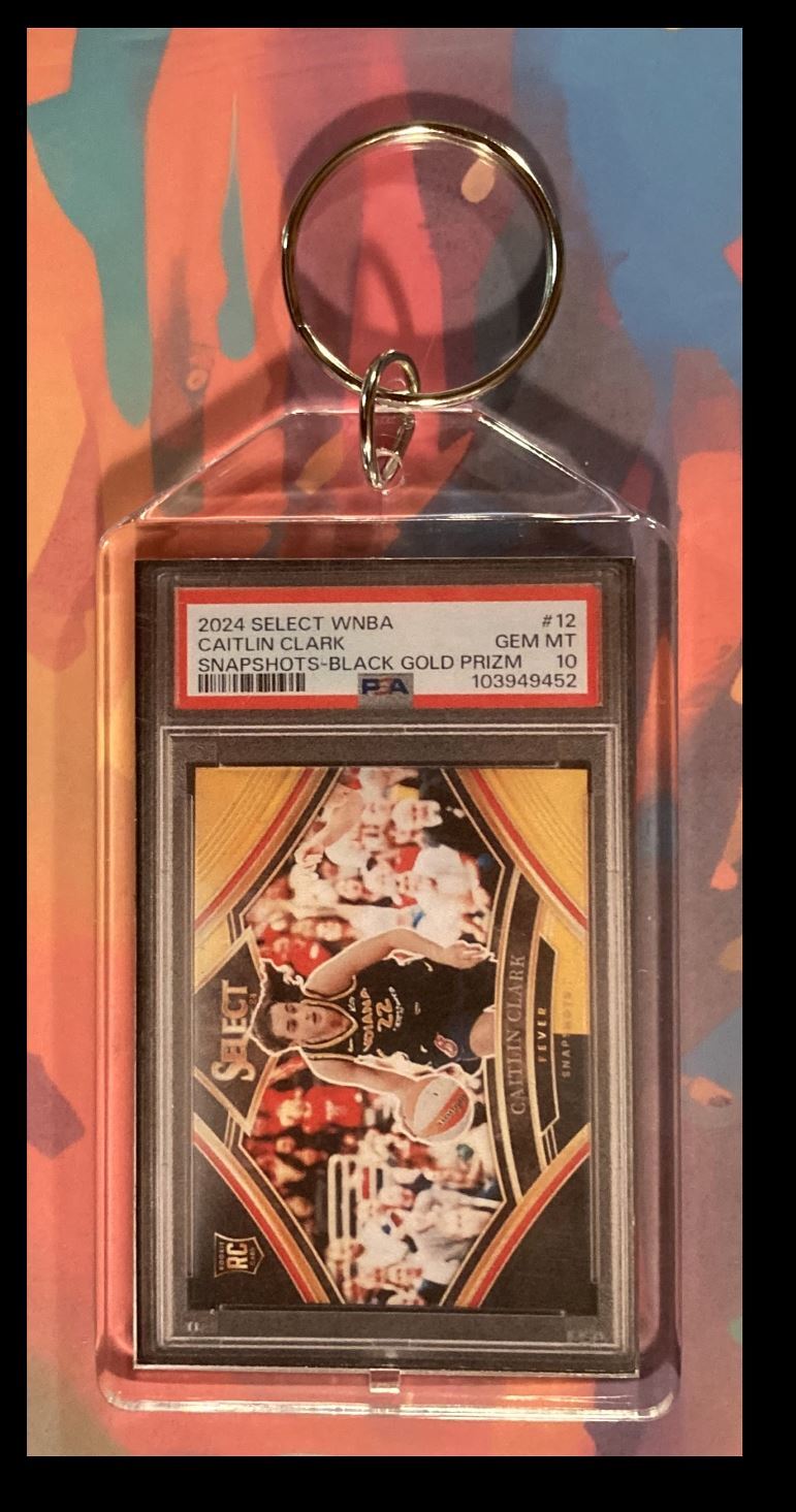 2972 Caitlin Clark 2024 Panini Select Black Gold Prizm Keychain BKL KYC