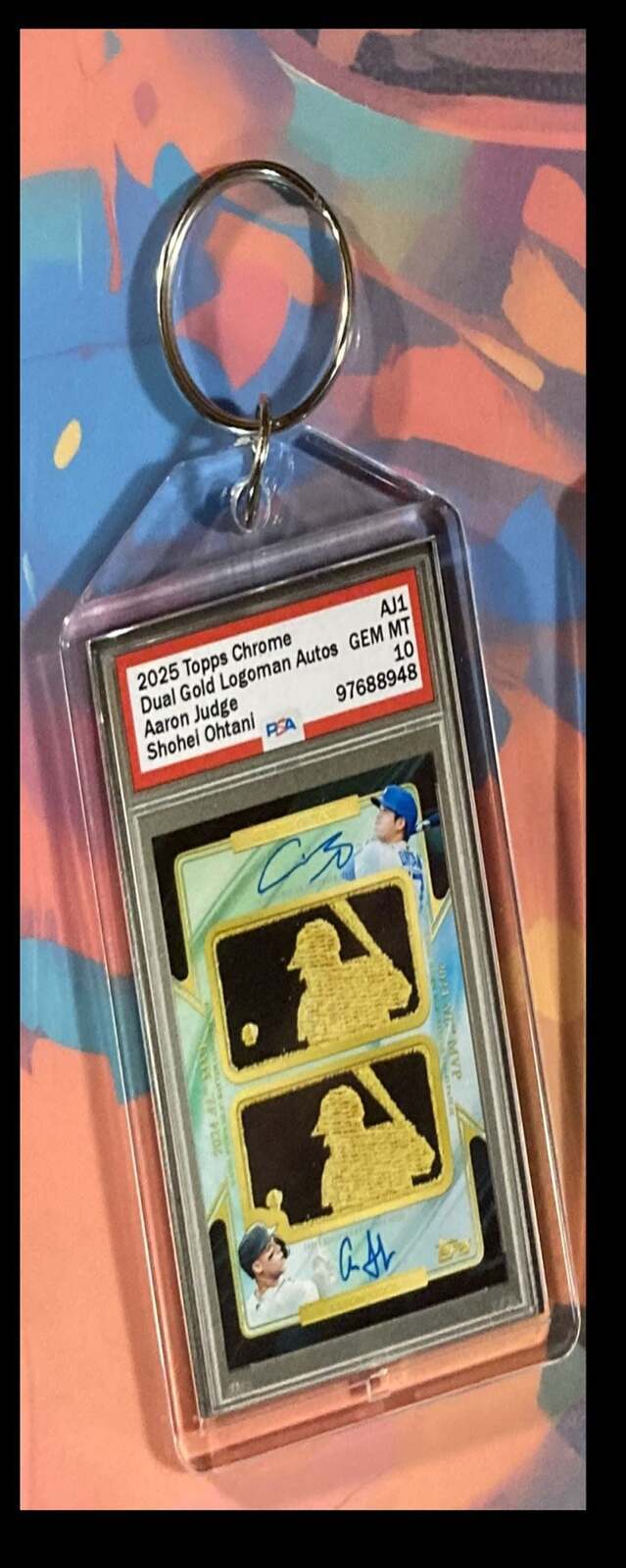 3366 AJ/SO 2025 Topps Chrome Gold Logoman Dual Autos Custom Hand Made Keychain BBL KYC