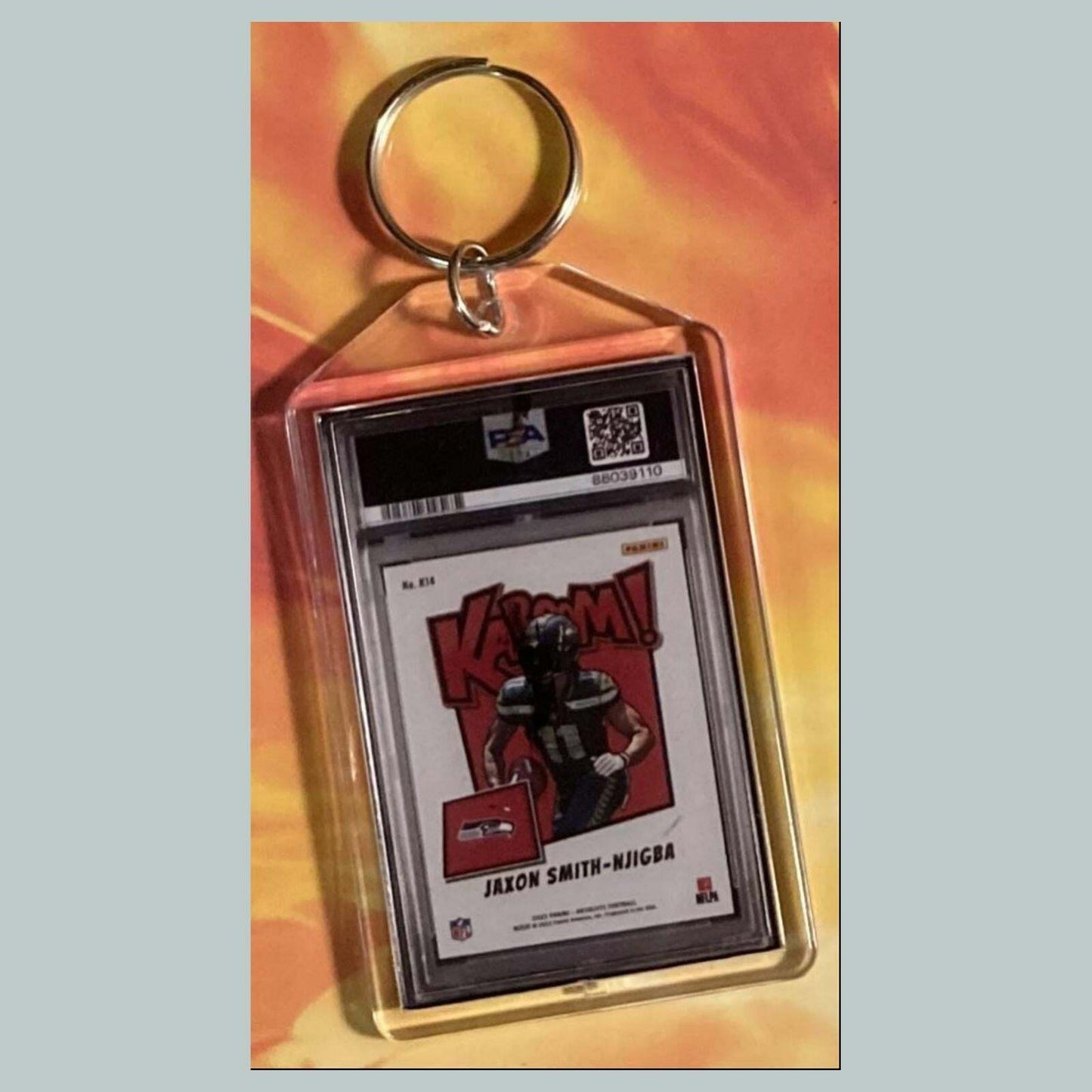 3774 Kenneth Walker III 2022 Panini Absolute Kaboom Gold Custom Made Keychain FBL