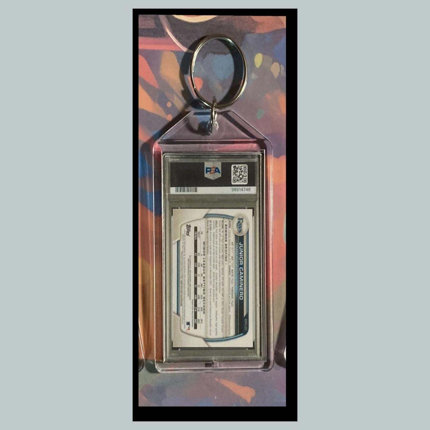 3404Junior Caminero 2023 Chrome Sapphire Auto Custom Hand Made Novelty Keychain BBL KYC