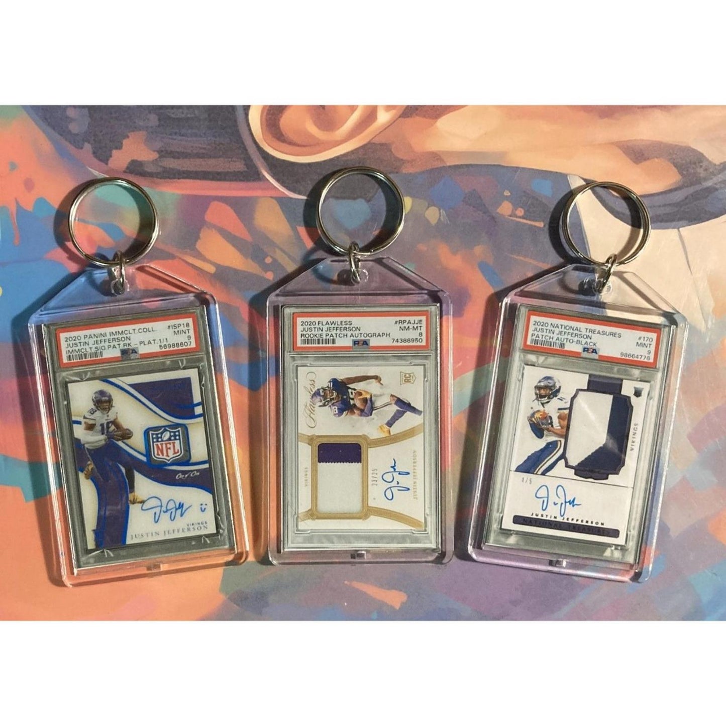 3275B Justin Jefferson - 3 Pack Bundle 3 Different Custom Novelty Keychains FBL