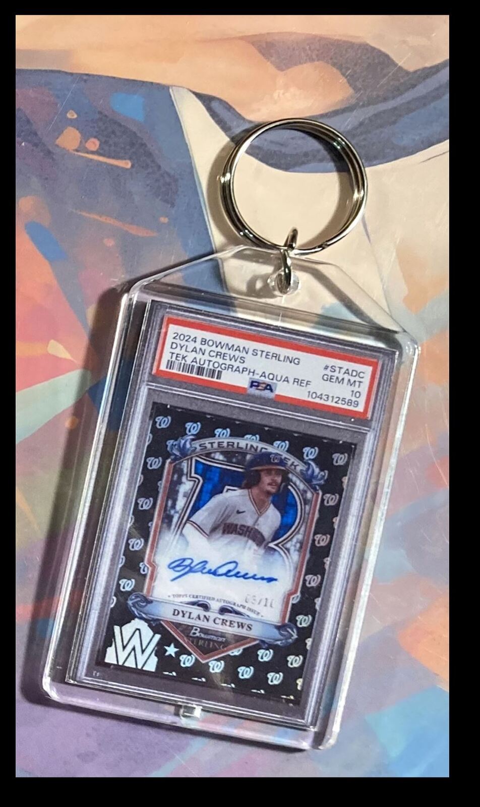 3104 Dylan Crews 2024 Bowman Sterling Tek Aqua Auto Custom Keychain-Gift BBL KYC