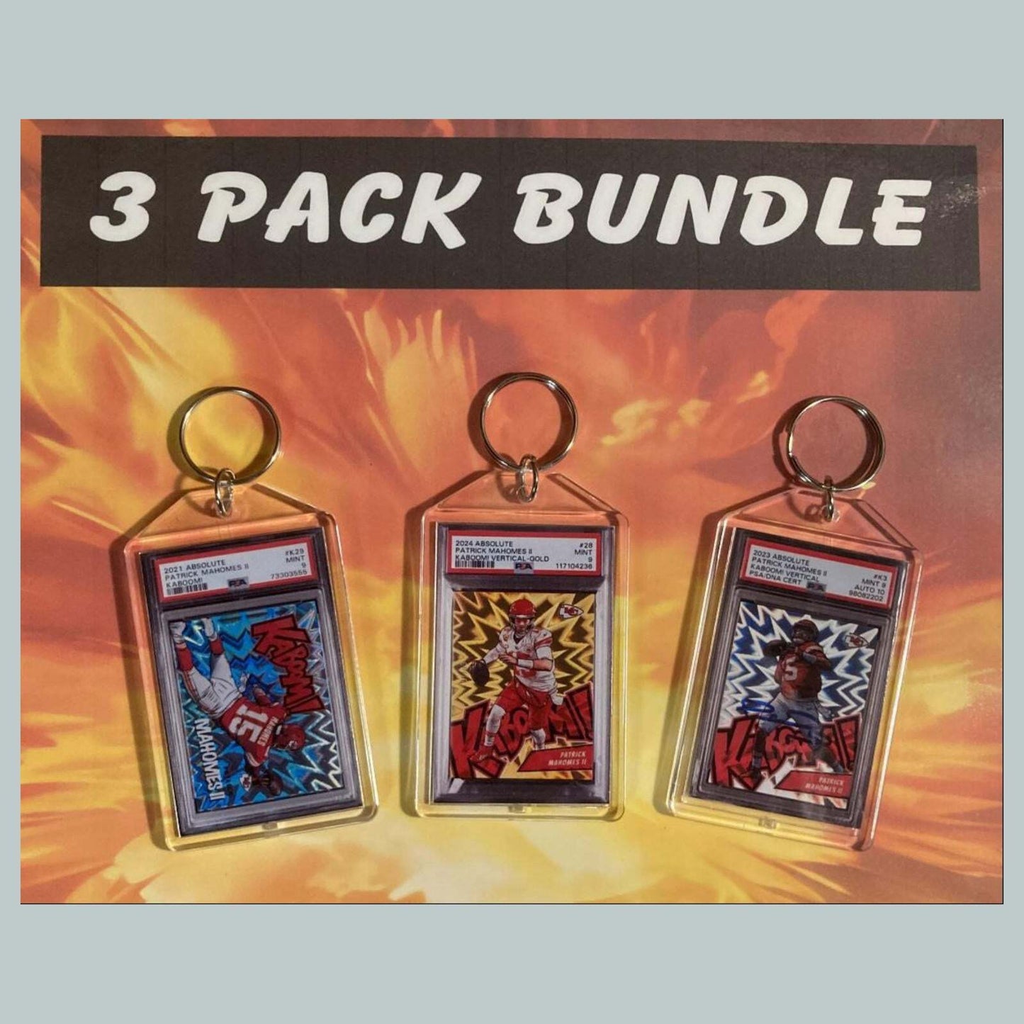 3622B Patrick Mahomes 3 Pack Bundle-Custom Hand Made Keychains FBL