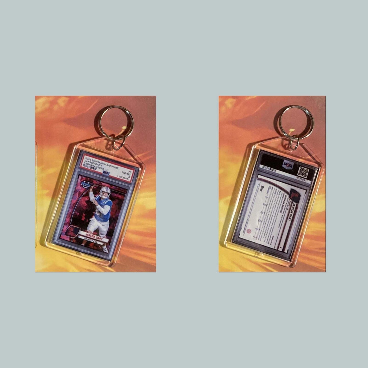 3532 Jaxson Dart 2024 U Sapphire Padparadscha Custom Keychain Great Gift FBL