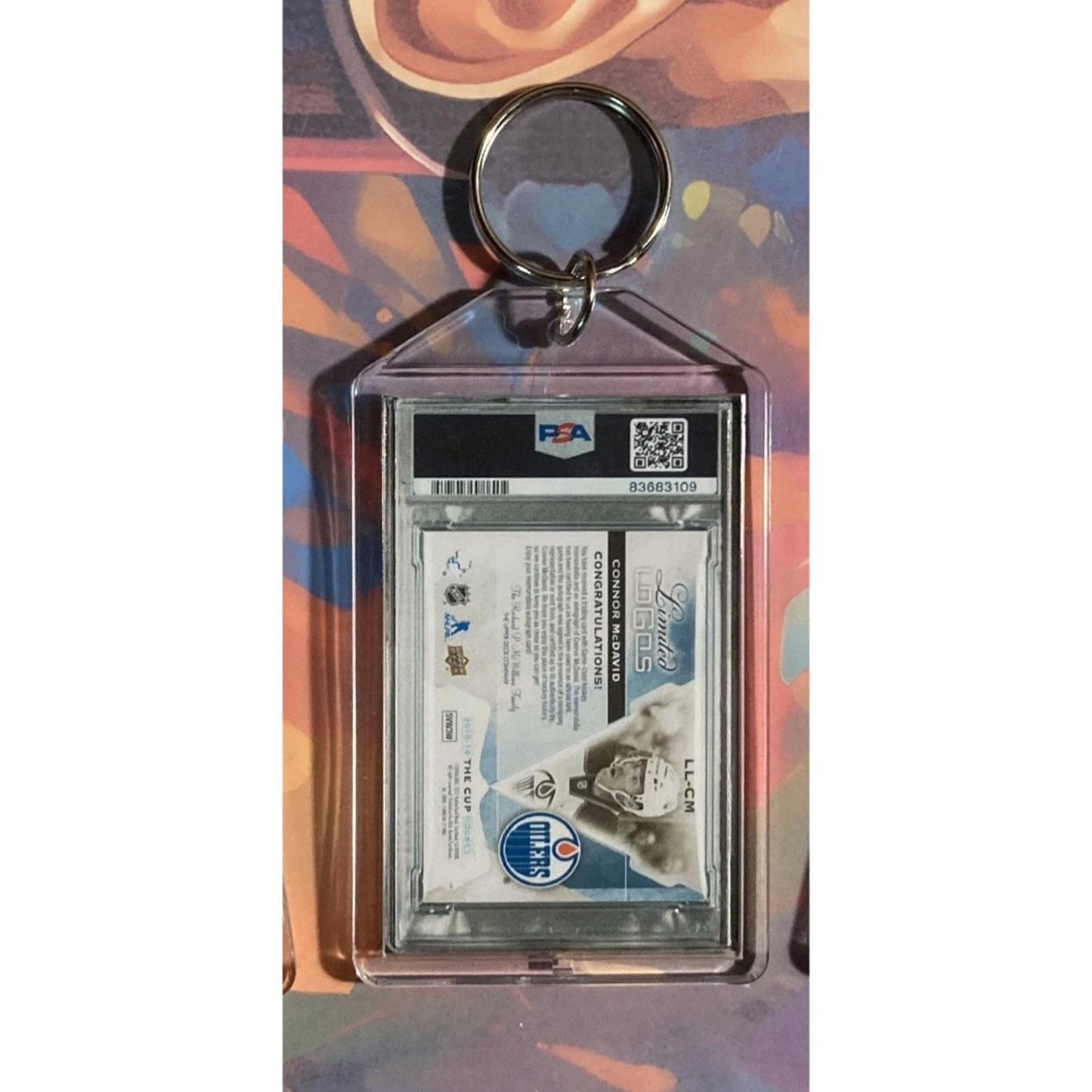 0253 Connor McDavid 2015 UD The Cup Limited Logos Patch Auto Novelty Keychain