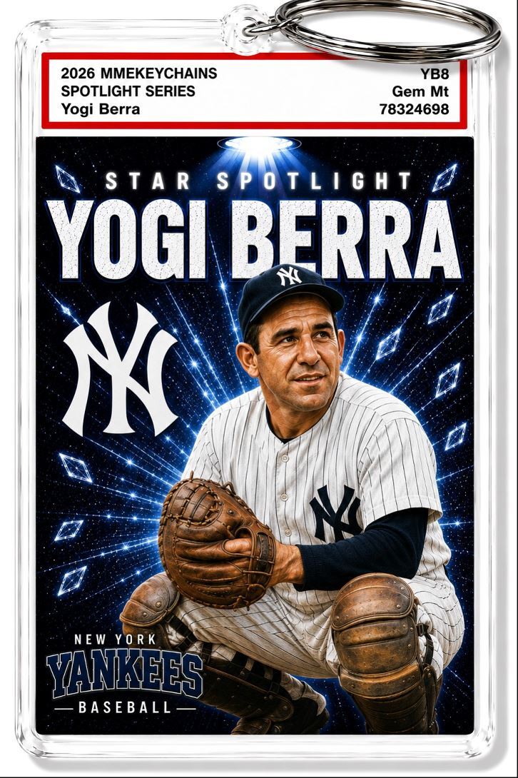 3999 Yogi Berra Keychain Blue Spotlight Premium Keychain With Nameplate BBL KYC