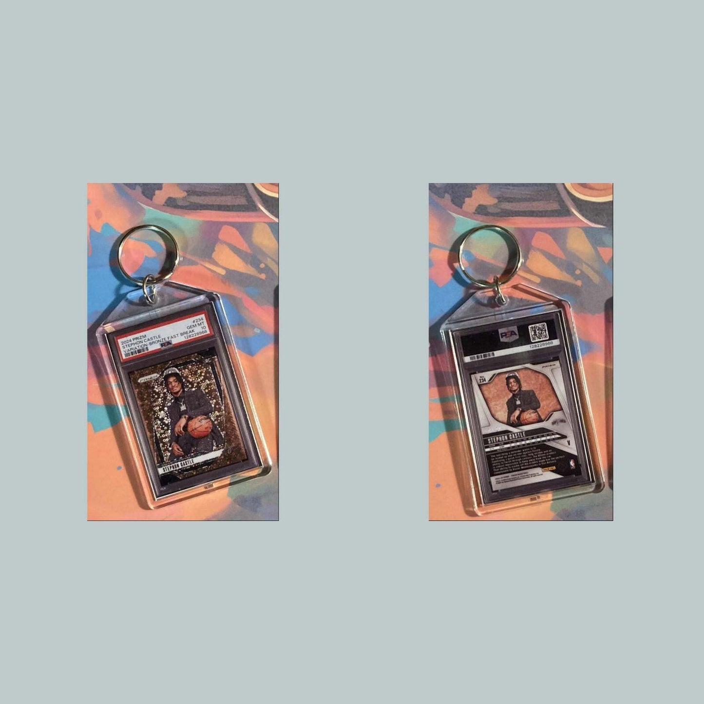 3539 2024 Panini Prizm Var-Bronze Fast Break Stephon Castle Custom Keychain MSC KYC