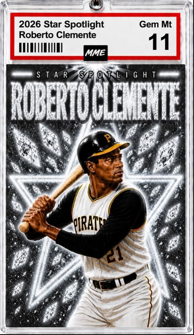 2950 Roberto Clemente Keychain White Spotlight Custom Acrylic Photo Keychain KYC BBL