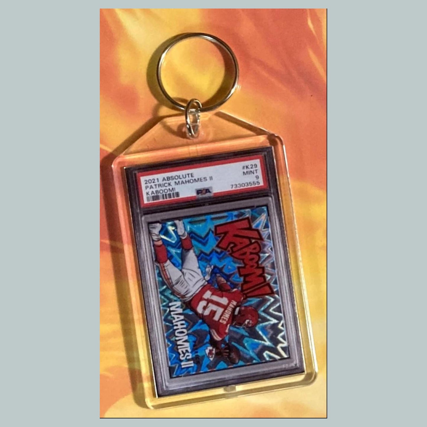 0661 Patrick Mahomes 2021 Panini Absolute Kaboom Custom Keychain
