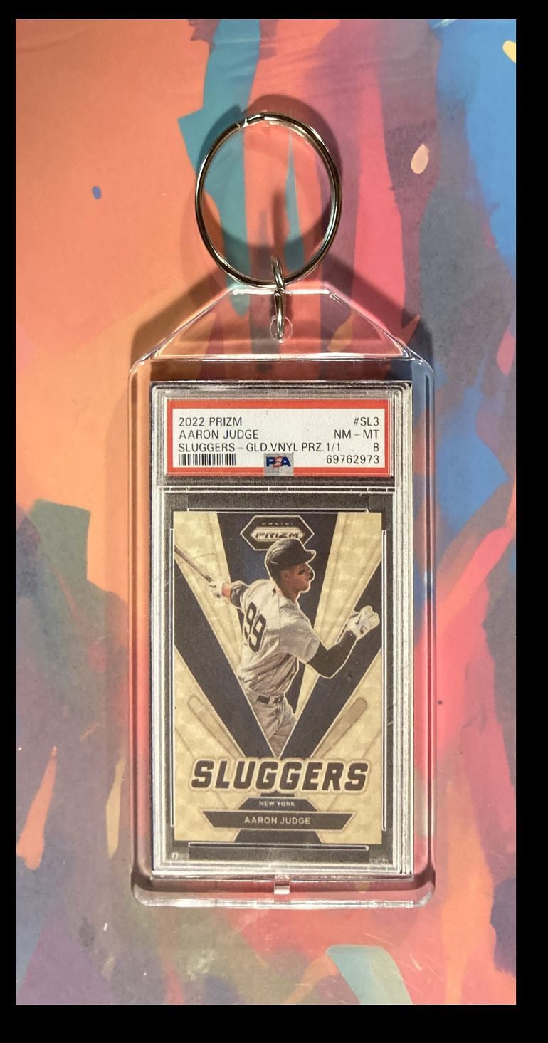 3052 Aaron Judge 2022 Panini Prizm Gold SuperFractor Custom Keychain BBL KYC