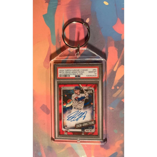 0074 Pete Crow-Armstrong 2024 Topps Cosmic Chrome Red Flare Auto Custom Keychain