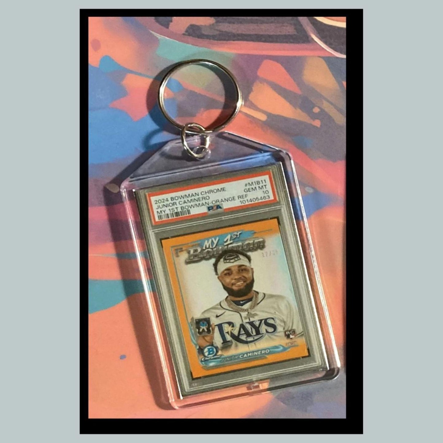 0471 Junior Caminero 2024 Chrome My 1st Card Orange Custom Keychain- Great Gift