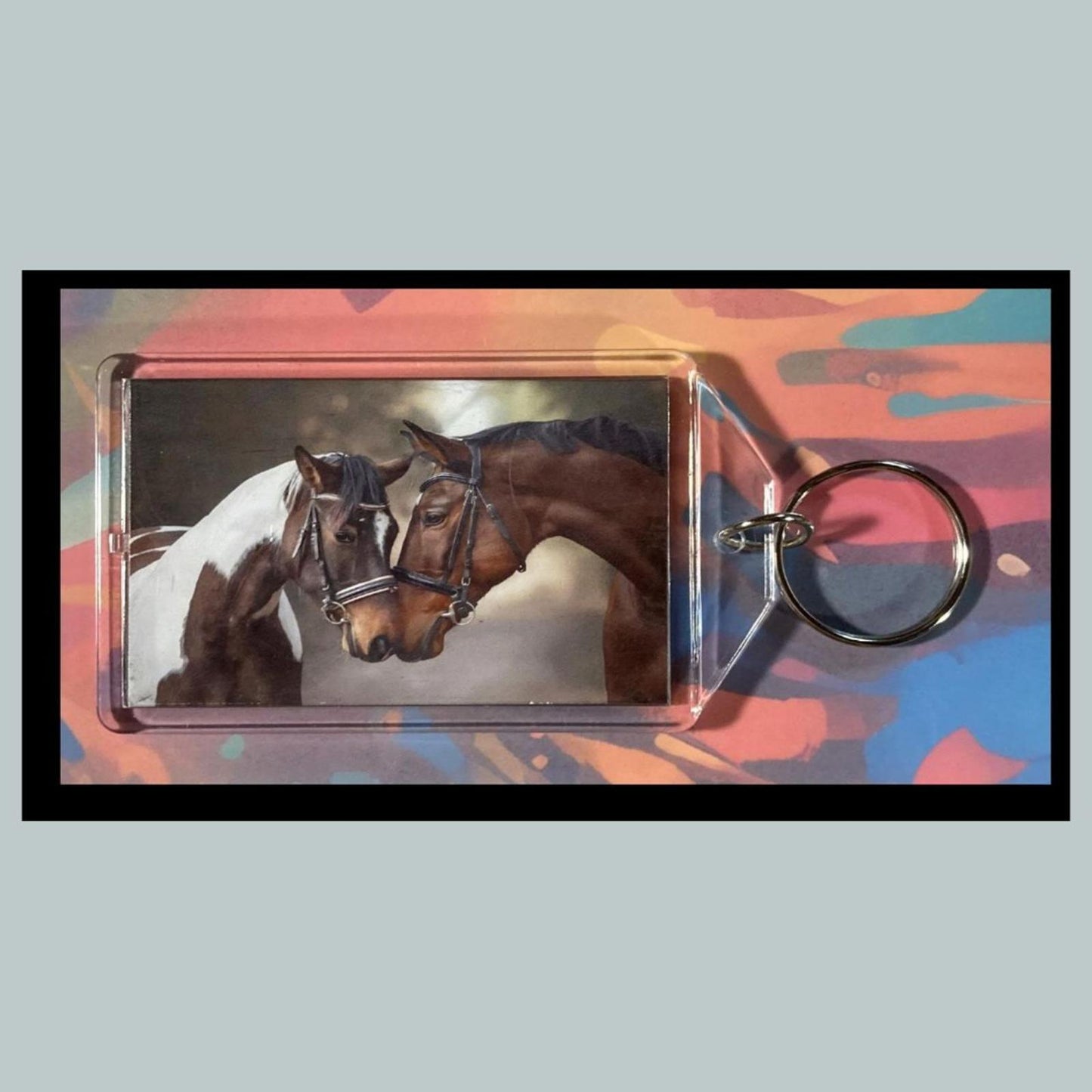 0340 Horses Hello Custom Hand Made Keychain - Makes A Great Gift