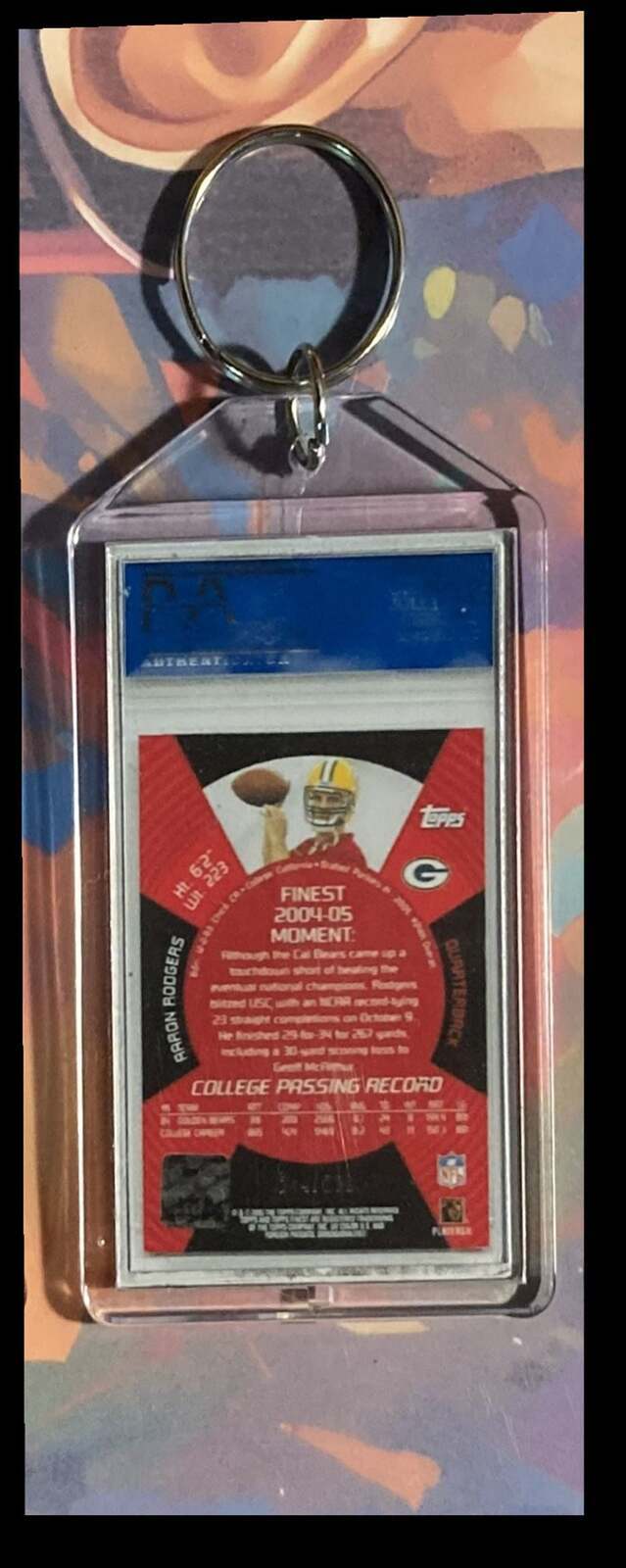 3192 Aaron Rodgers 2005 Topps Finest Auto Custom Hand Made Keychain FBL