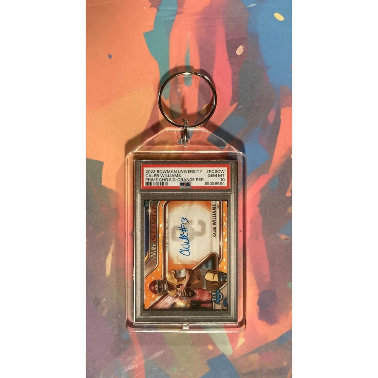 0117 Caleb Williams 2022 Bowman University Chrome Orange Auto Novelty Keychain