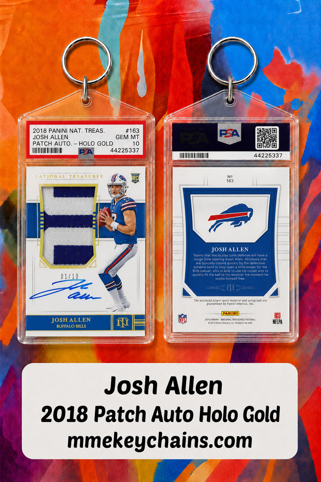0004 Josh Allen 2018 National Treasures Patch Auto Holo Gold Novelty Keychain FBL