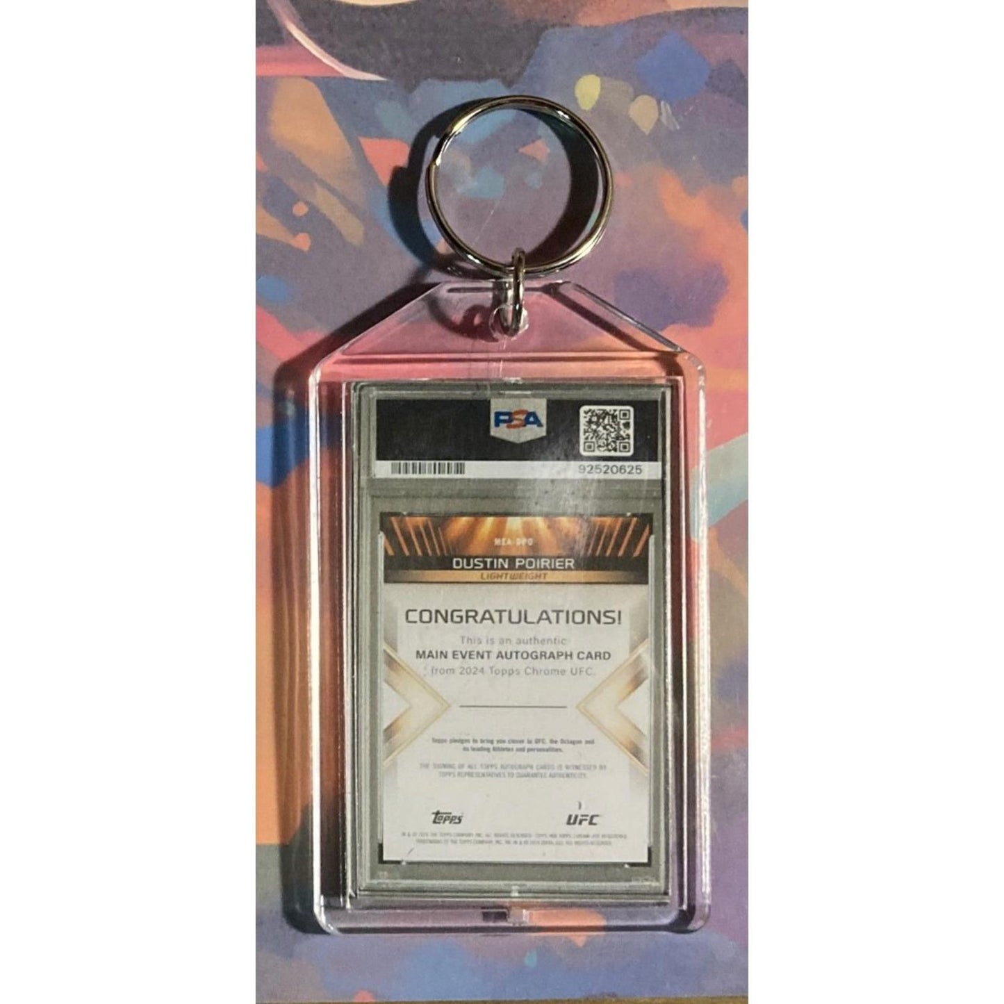 0031 Dustin Poirier 2024 Topps Chrome Main Event Auto Custom Novelty Keychain