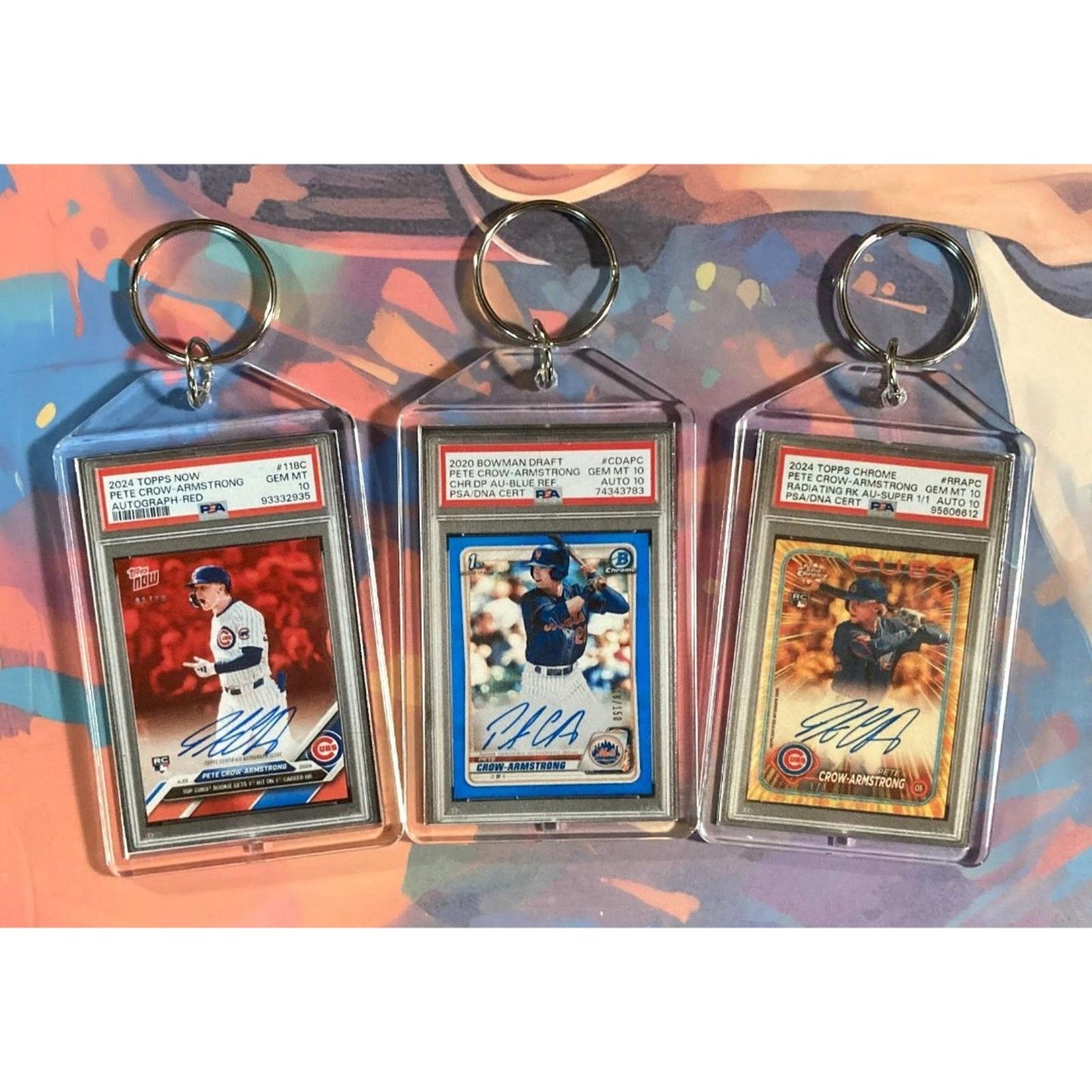 0179B Pete Crow-Armstrong 3 Pack Bundle 3 Different Custom Novelty Keychains
