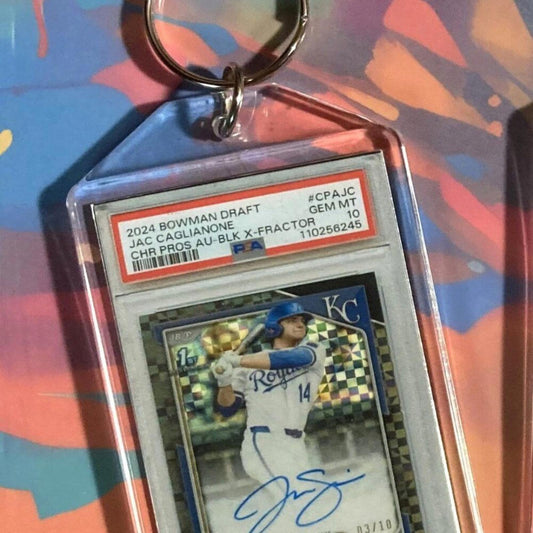 3199 Jac Caglianone 2024 Bowman Draft Black X-Fractor Auto Custom Keychain-Gift BBL KYC