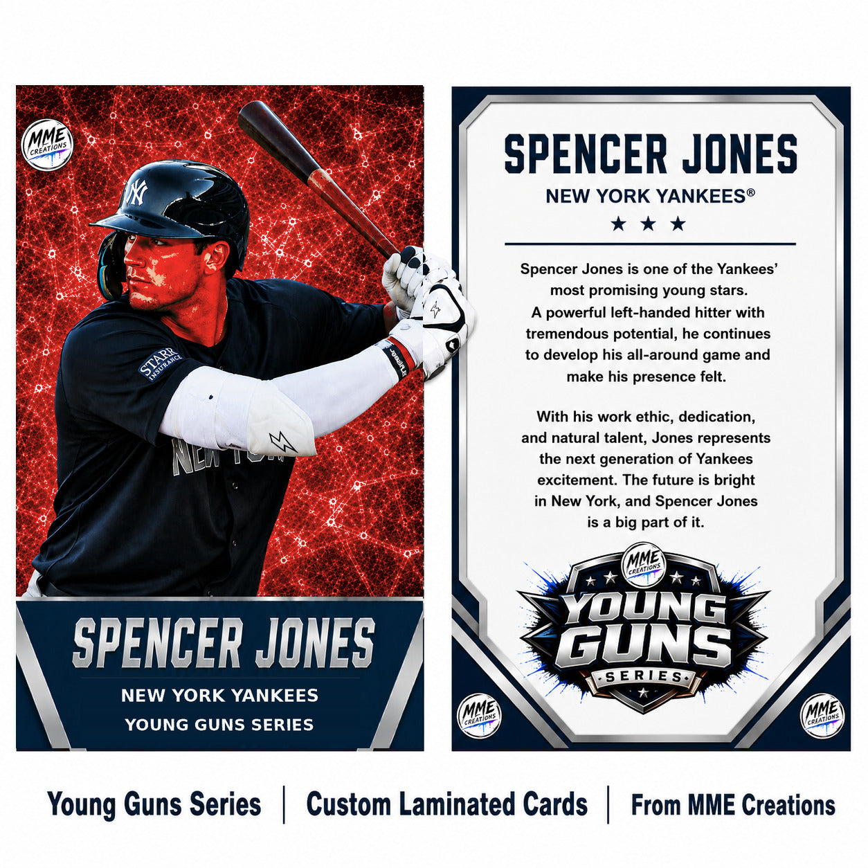 4235 Spencer Jones | Young Guns | Laminated Custom Baseball Card | Red Ice