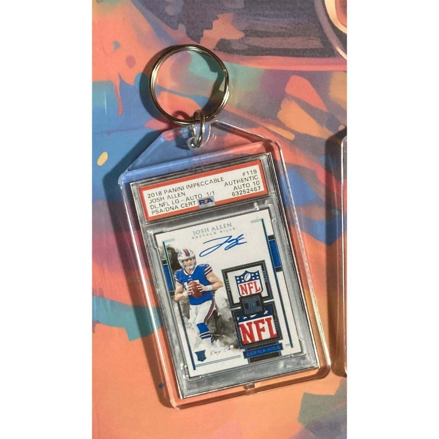 3205 Josh Allen 2022 Panini Impeccable Dual Shield Auto Custom Novelty Keychain FBL