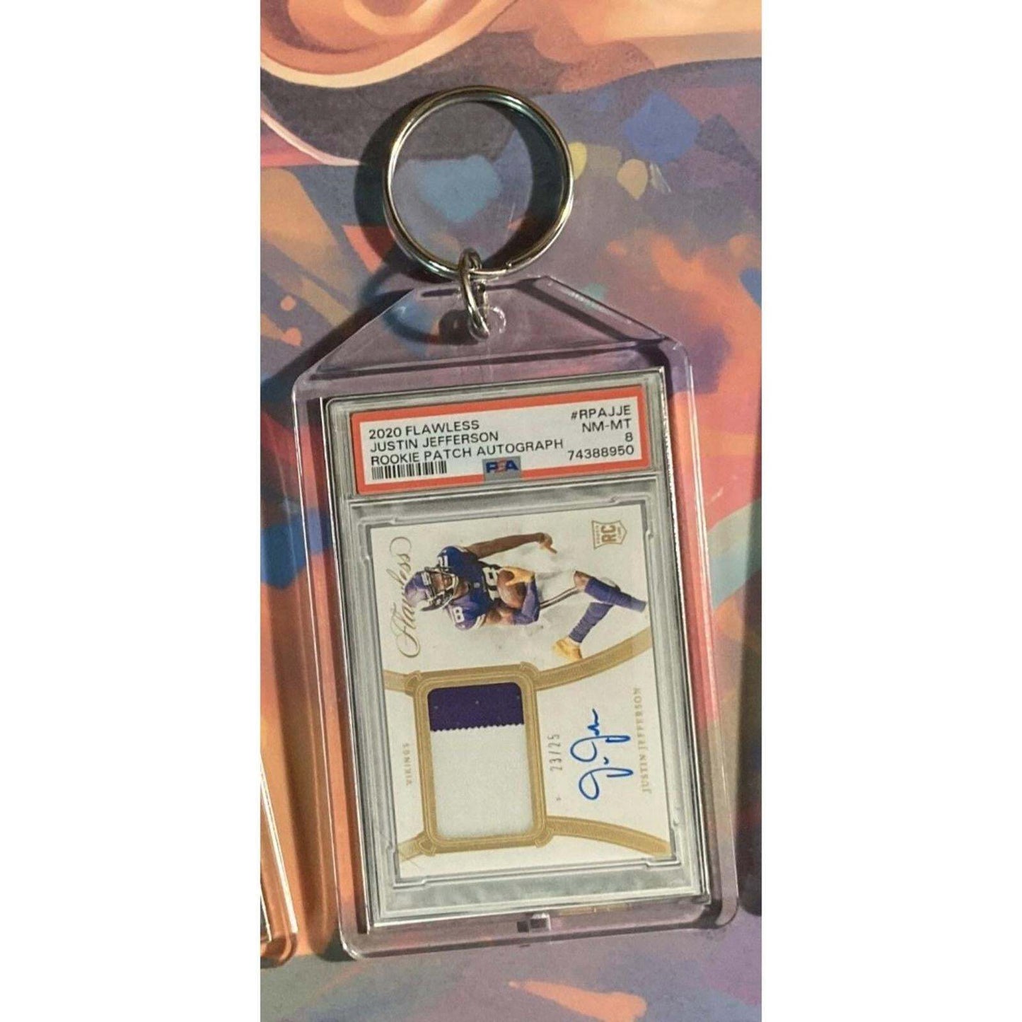 3273 Justin Jefferson 2020 Panini Flawless Rookie Patch Auto Novelty Keychain FBL
