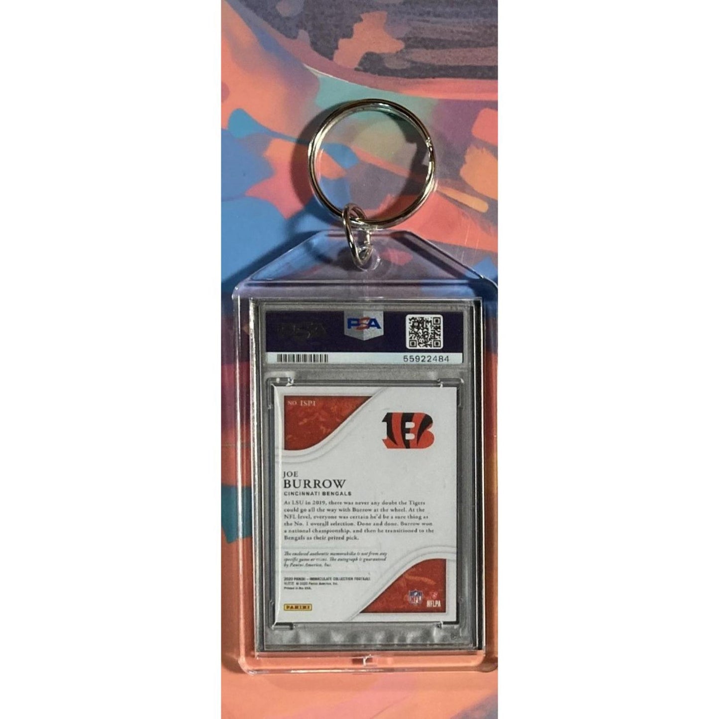 0121 Joe Burrow 2020 Panini Immaculate Rookie Patch Auto Custom Novelty Keychain
