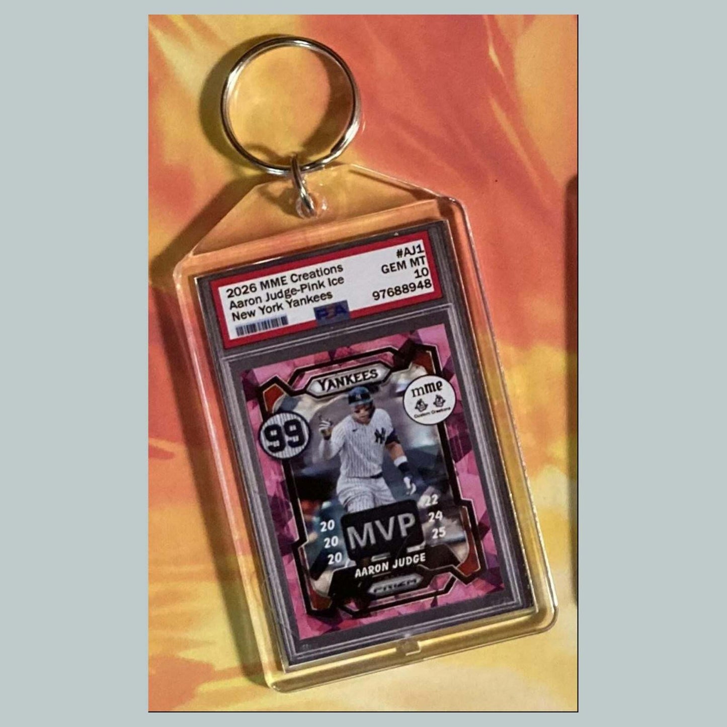 3757 Aaron Judge Pink Ice Custom Hand Made Keychain BBL KYC
