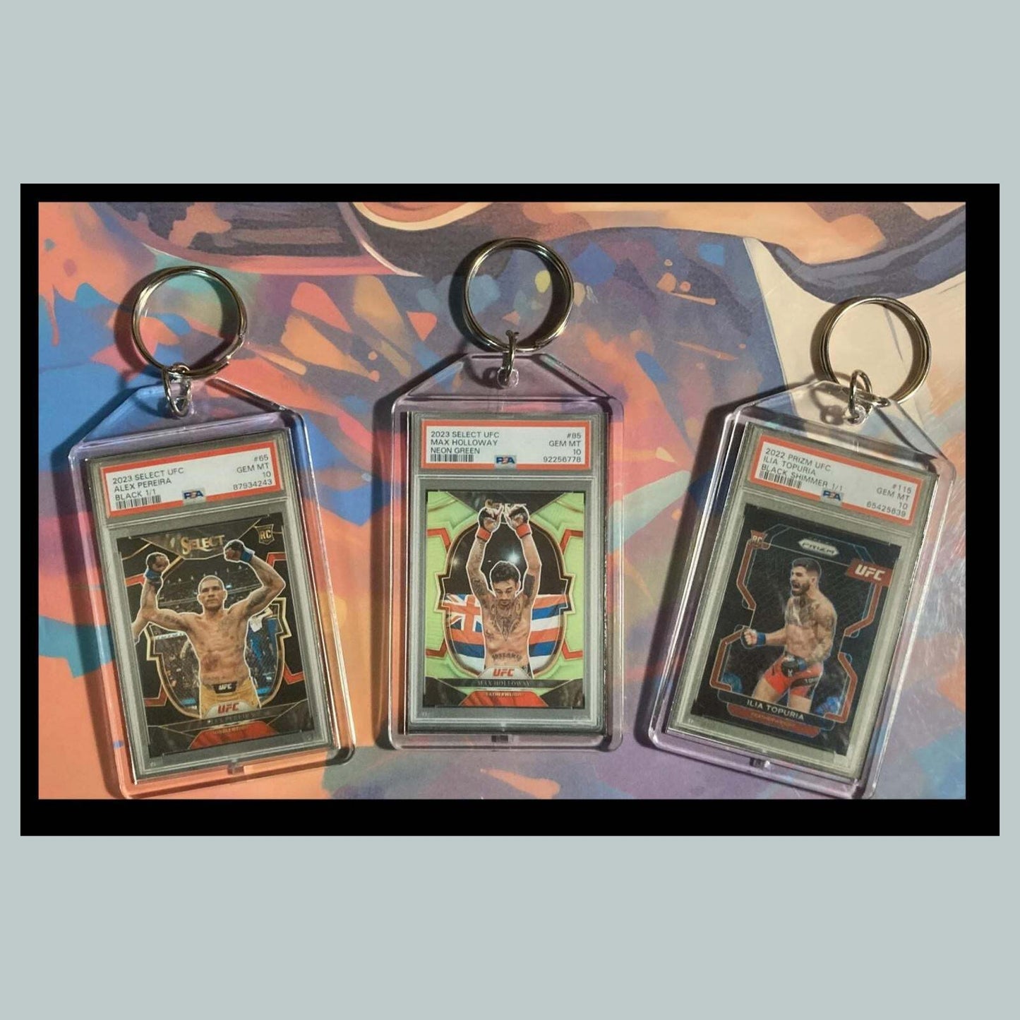 3452B Alex Pereira/Holloway/Topuria 3 Pack Bundle -3 Different Novelty Keychains MSC KYC